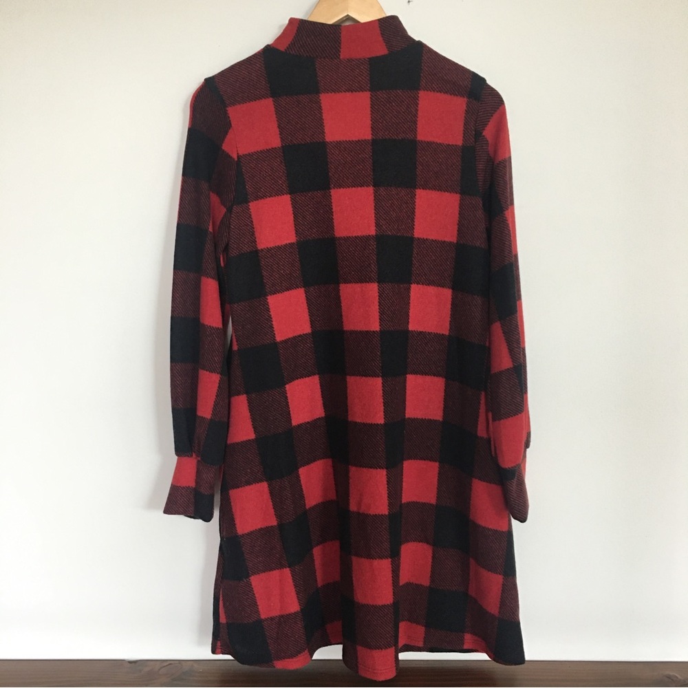 NWOT Long Sleeve Fleece Buffalo Plaid Christmas Pajama Sleep Dress Night Shirt - Picture 2 of 4